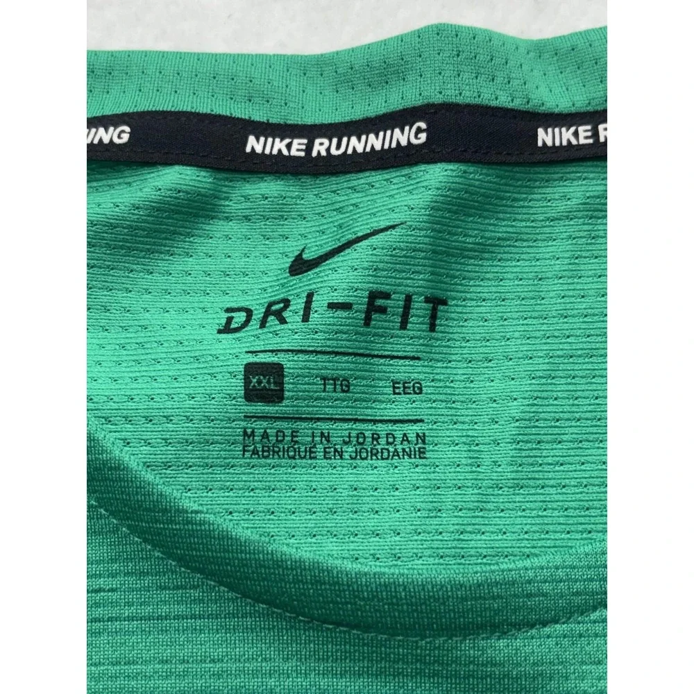 Nike Dri-FIT Shirt Mens 2XL Green Running Reflective Graphic Tee Lightweight